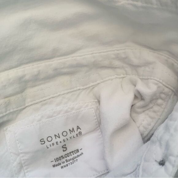 Sonoma White Button Down Collared Shirt Size Small - Picture 11 of 12